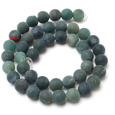 Perles d'agate mousse mate 4 mm 6 mm 8 mm 10 mm 12 mm 15''