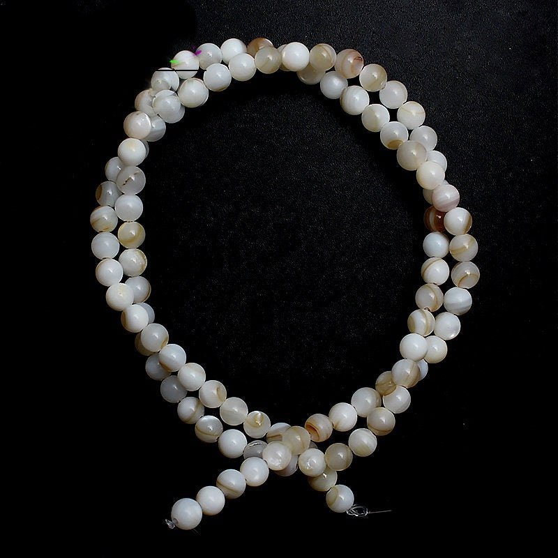 White Yellow Shell Beads  4mm 6mm 8mm 15''