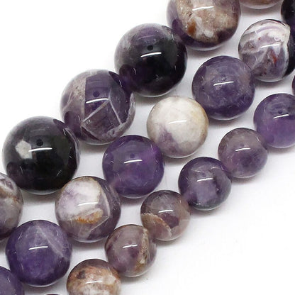 Purple White Amethyst Beads Natural Gemstone Beads 6mm 8mm 10mm 12mm 14mm 15''
