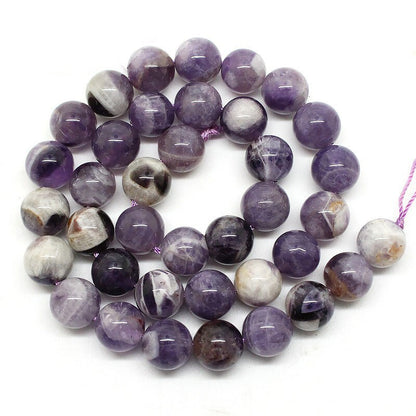 Purple White Amethyst Beads Natural Gemstone Beads 6mm 8mm 10mm 12mm 14mm 15''