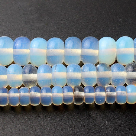 Perles rondelles en opale bleu blanc 4x6mm 5x8mm 6x10mm 15''