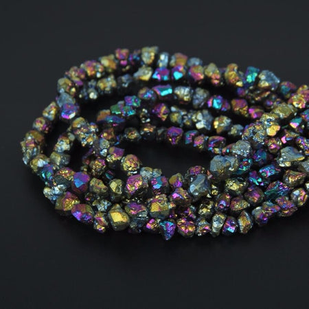 Tiny Mystic Titanium Rainbow Quartz Chips Nugget Stone  4-8mm 15''