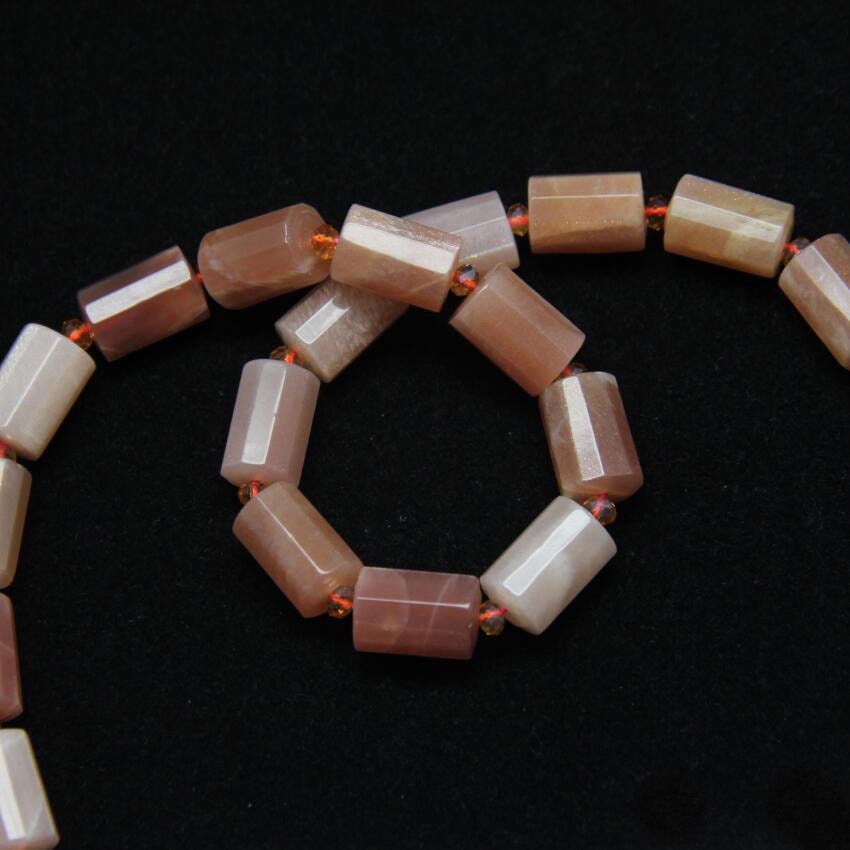 Sunstone Tube Faceted Beads 10x14mm 15''