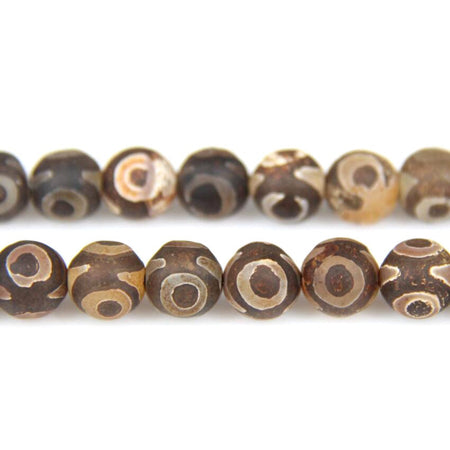 Perles d'agate tibétaine Dzi en agate mate 8 mm 10 mm 12 mm 15''