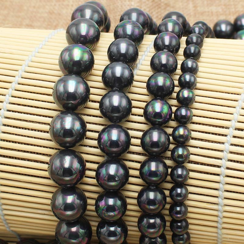 Black Rainbow Shell Pearl Beads 6mm 8mm 10mm 12mm 12mm 14mm 15''