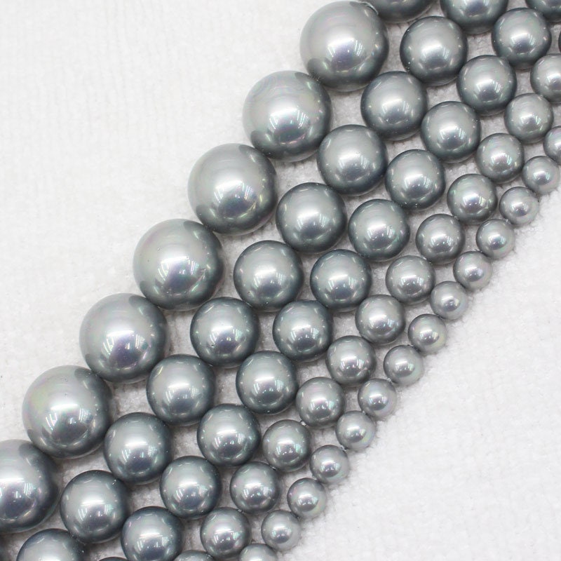 Gray Shell Pearl Beads 6mm 8mm 10mm 12mm 14mm 15''