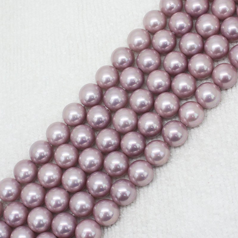 Pink Purple Shell Pearl Beads 6mm 8mm 10mm 12mm 14mm 15''