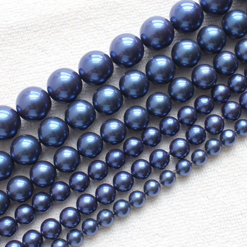 Perles de coquillage bleu 6 mm 8 mm 10 mm 12 mm 14 mm 15''