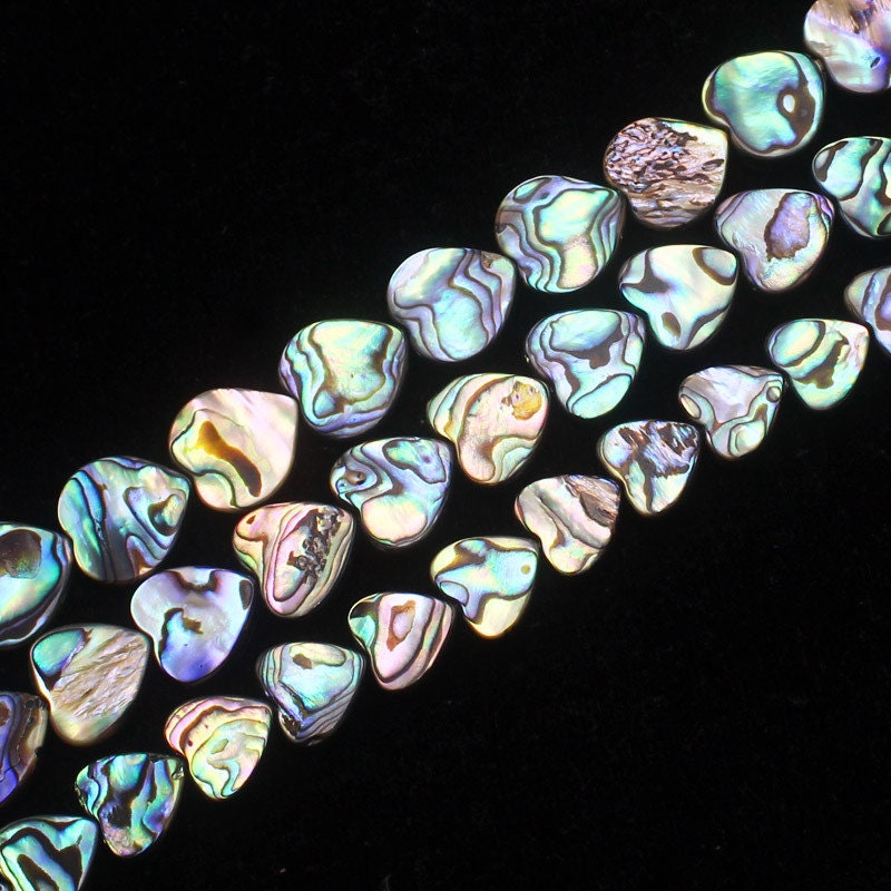 Abalone Shell Beads Flat Heart Beads 12mm 14mm 16mm 15''