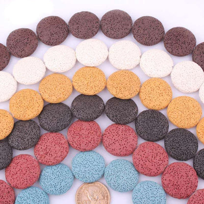 25mm Lava Coin Beads 14.5"