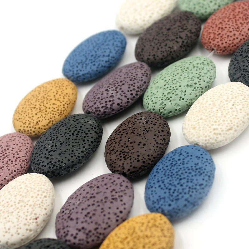 Rainbow Lava Oval Beads 20x25mm 24x32mm 15''