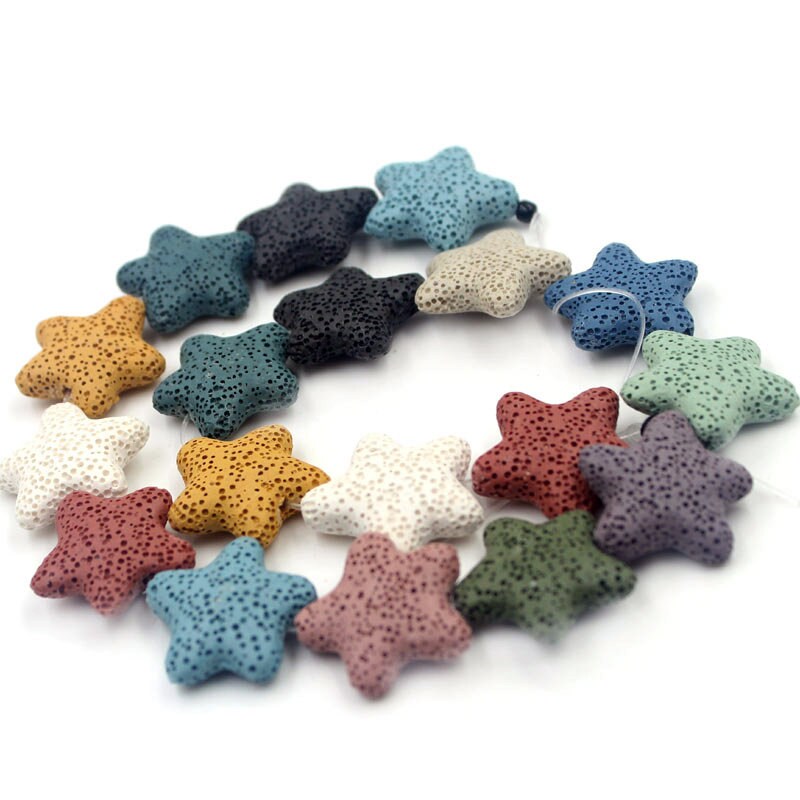 Rainbow Lava Star Beads 20mm 25mm 15''