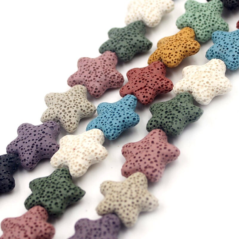 Rainbow Lava Star Beads 20mm 25mm 15''