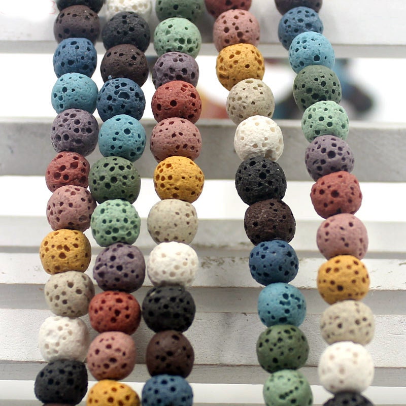 Rainbow Lava Beads 6mm 8mm 10mm 12mm 14mm 15''