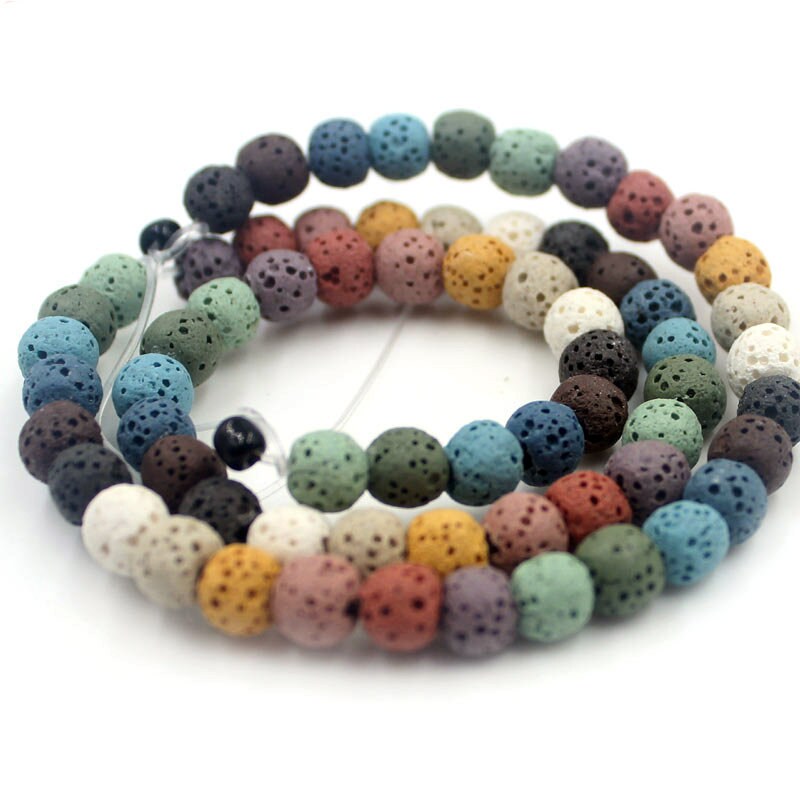 Rainbow Lava Beads 6mm 8mm 10mm 12mm 14mm 15''