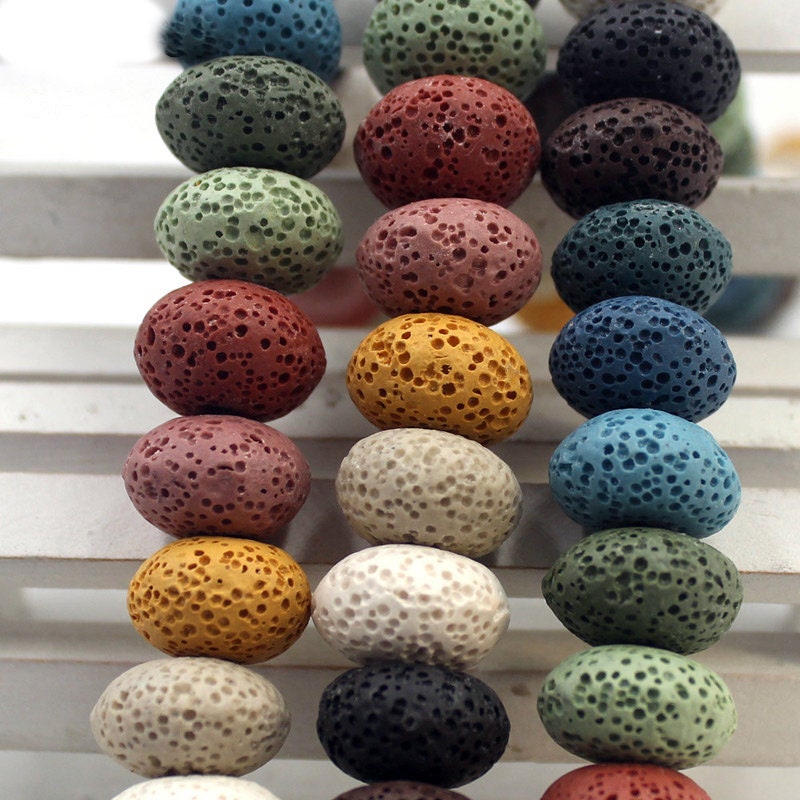 Perles de lave arc-en-ciel 10x15mm 15''