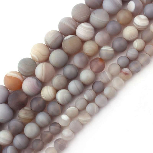 Gray Striped Agate Matte Beads 6mm 8mm 10mm 12mm 15''