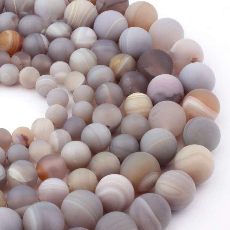 Gray Striped Agate Matte Beads 6mm 8mm 10mm 12mm 15''