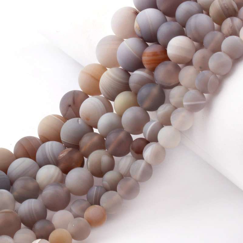 Gray Striped Agate Matte Beads 6mm 8mm 10mm 12mm 15''