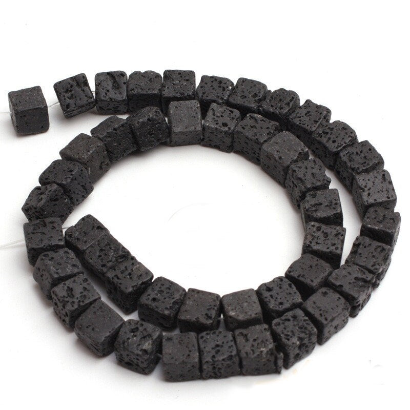 Lava Cube Beads 6mm 8mm 10mm 15''