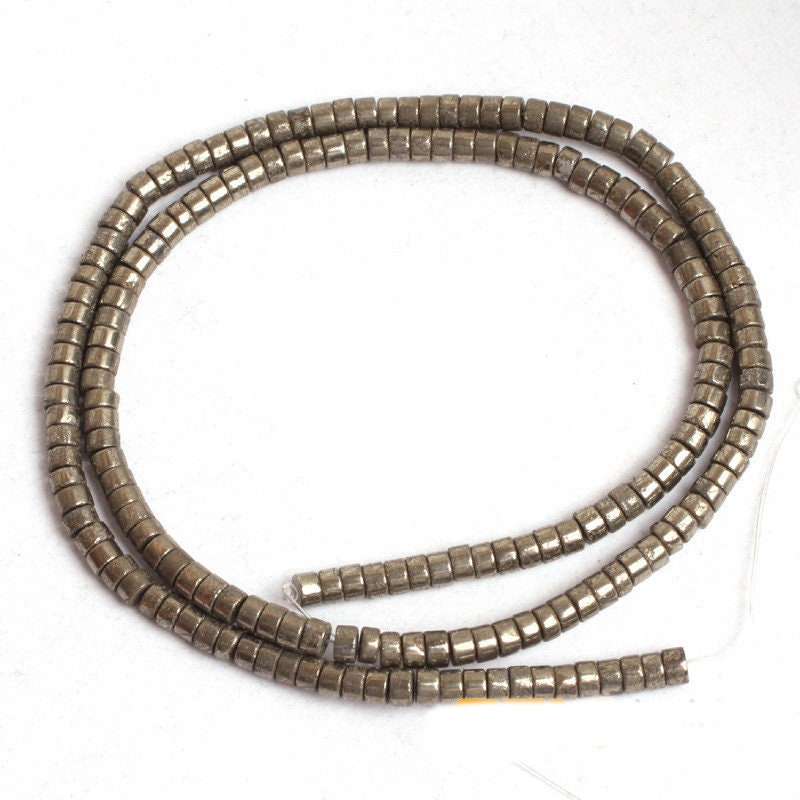 Pyrite Rondelle Beads Natural Gemstone Beads 2x3mm 3x6mm 4x8mm 5x10mm 15''