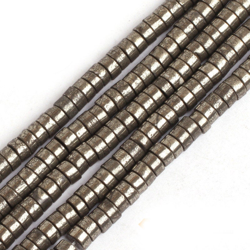 Pyrite Rondelle Beads Natural Gemstone Beads 2x3mm 3x6mm 4x8mm 5x10mm 15''