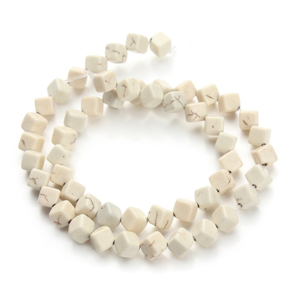 6mm Howlite Turquoise Square Beads 15''
