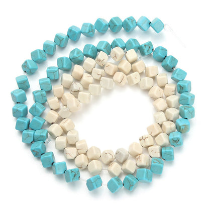6mm Howlite Turquoise Square Beads 15''