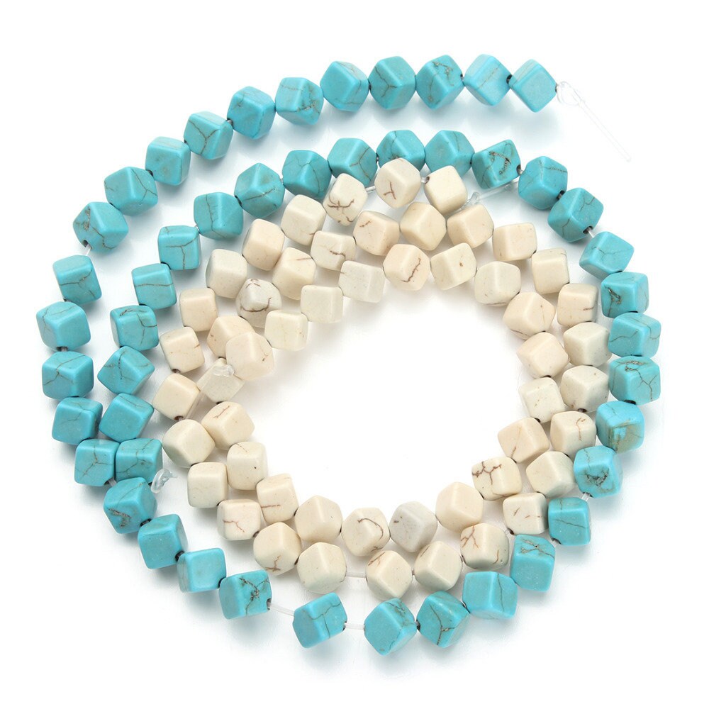 6mm Howlite Turquoise Square Beads 15''