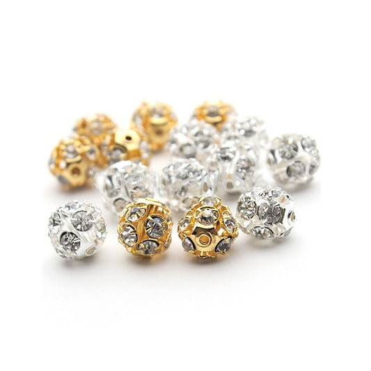 Gold Silver Pave Disco Ball 6mm 8mm 10mm 30pcs
