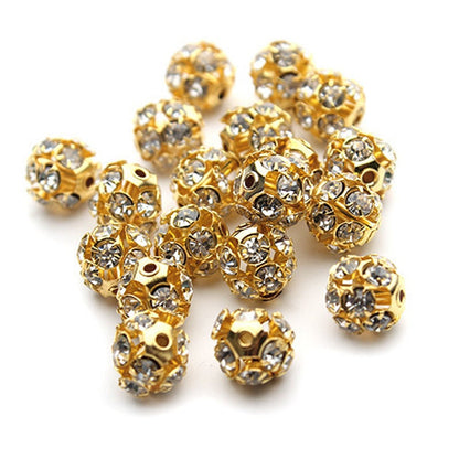 Gold Silver Pave Disco Ball 6mm 8mm 10mm 30pcs
