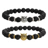 Bracelet en lave avec breloque tête de hibou animal 8 mm 7,5''