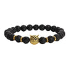 Bracelet en lave avec breloque tête de hibou animal 8 mm 7,5''