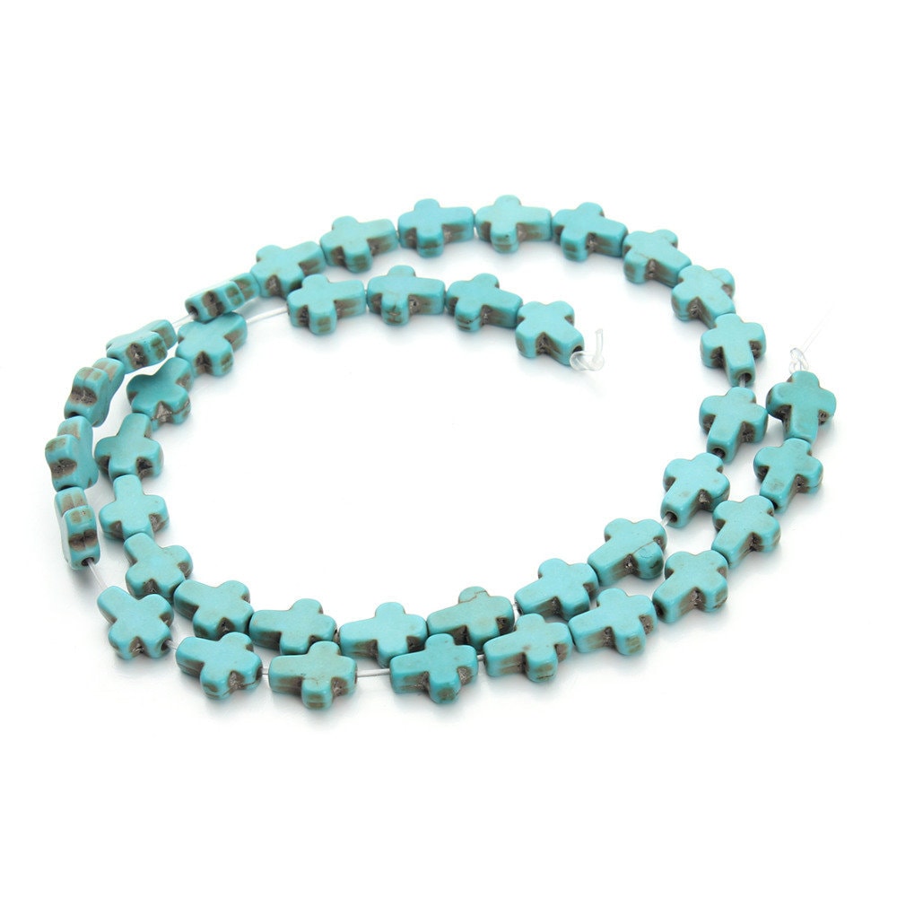 Howlite Turquoise Cross Beads  8x10mm 12x16mm 15''