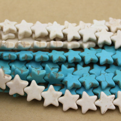 15mm Blue White Howlite Turquoise Star Beads 15''