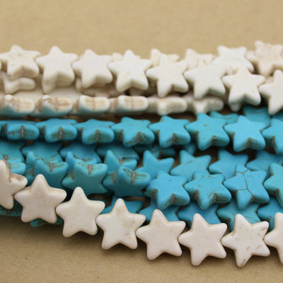 15mm Blue White Howlite Turquoise Star Beads 15''