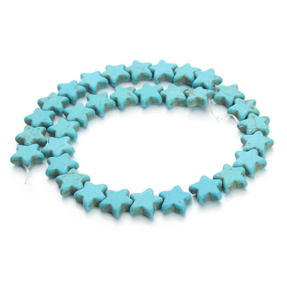 15mm Blue White Howlite Turquoise Star Beads 15''