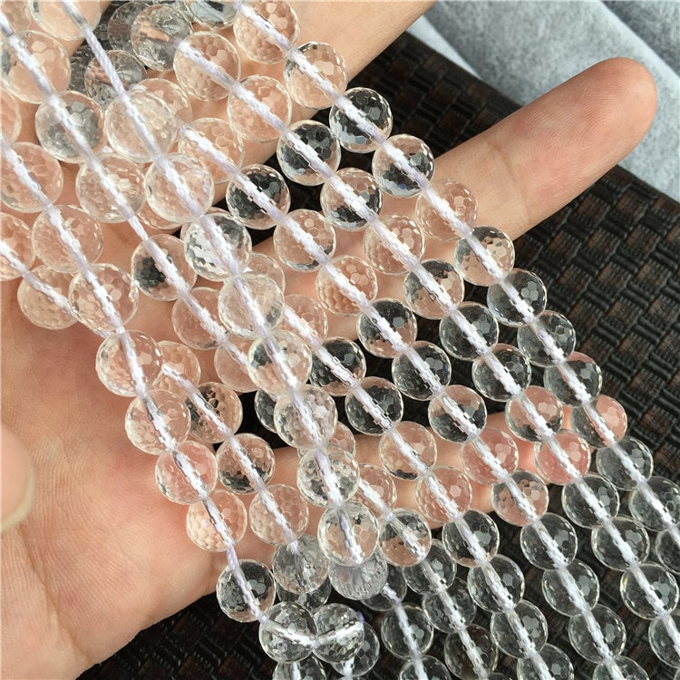 Crystal Quartz Faceted Beads 4mm 6mm 8mm 10mm 12mm 14mm 15''