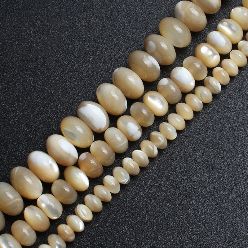 Hvid gul skal, naturlig ædelsten, rund løs skal 4mm 6mm 8mm 15''