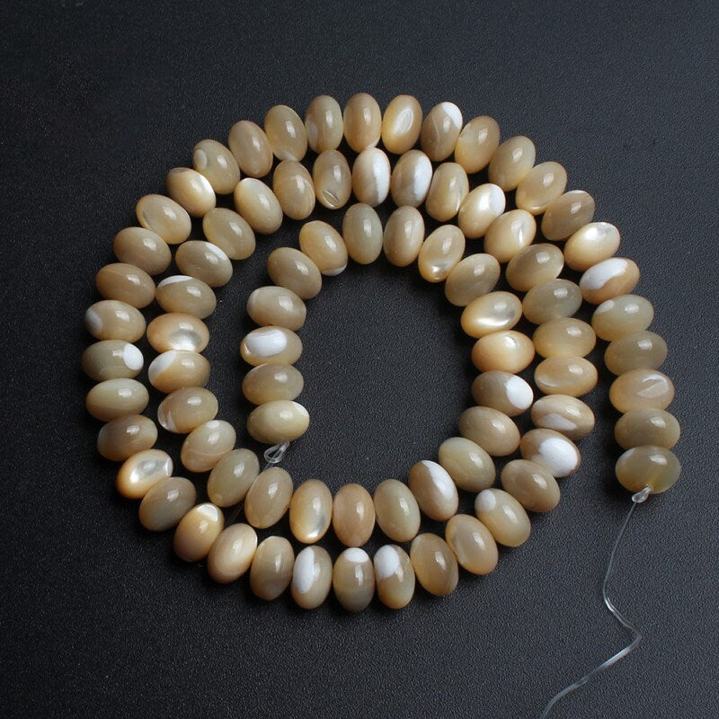 Perles rondelles en coquillage jaune et blanc 3x4mm 4x6mm 5x8mm 15''