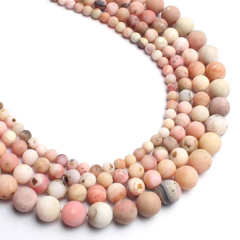 Lyserøde opal matte perler Naturlige ædelstensperler 6 mm 8 mm 10 mm 15''