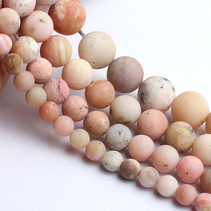 Lyserøde opal matte perler Naturlige ædelstensperler 6 mm 8 mm 10 mm 15''