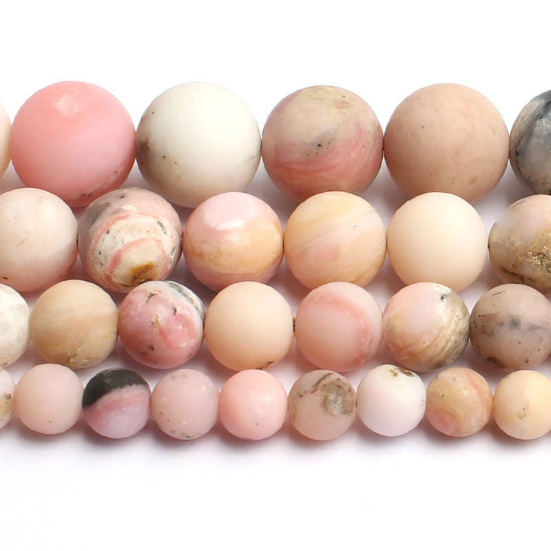 Lyserøde opal matte perler Naturlige ædelstensperler 6 mm 8 mm 10 mm 15''