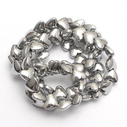 Hematite Heart Beads  5x6mm 15''
