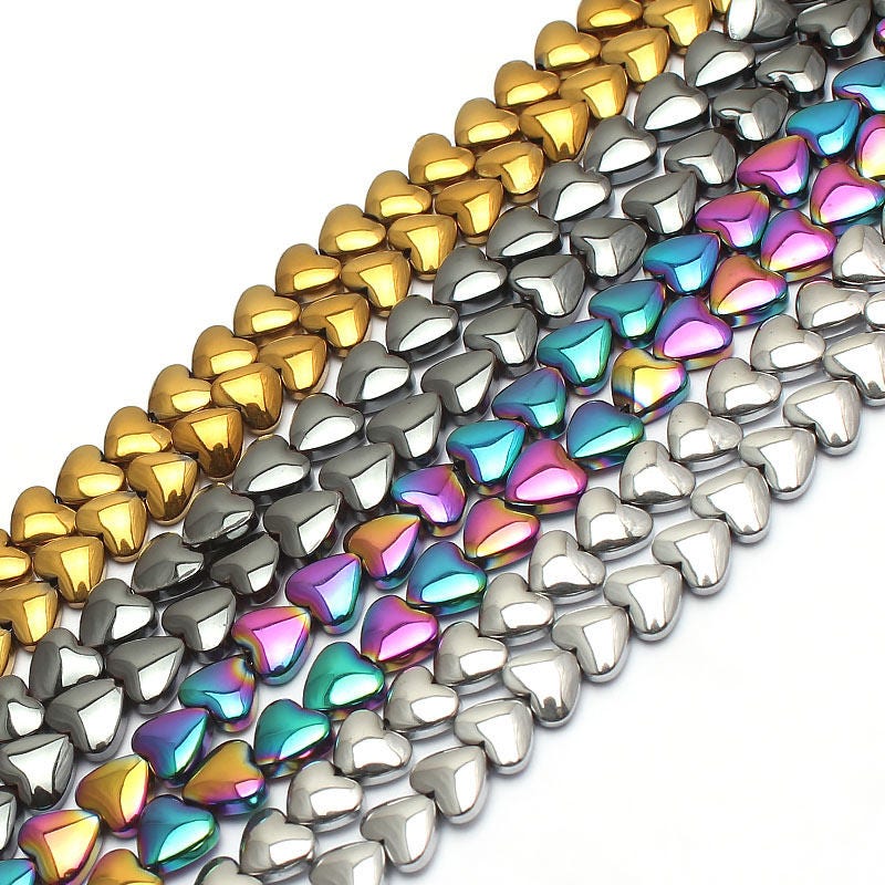 Hematite Heart Beads  5x6mm 15''