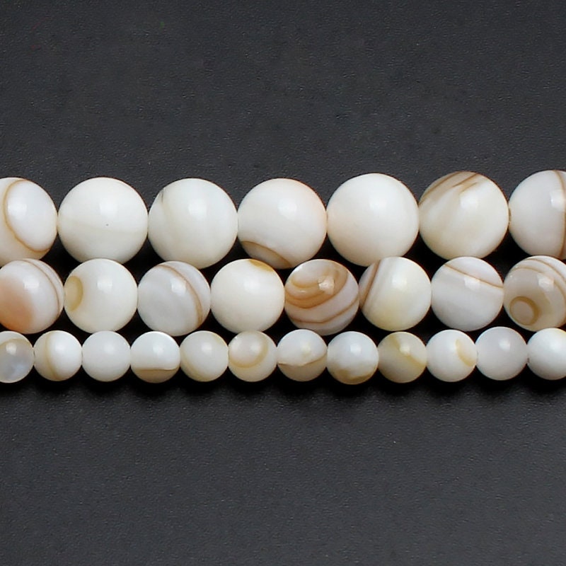 White Yellow Shell Beads  4mm 6mm 8mm 15''