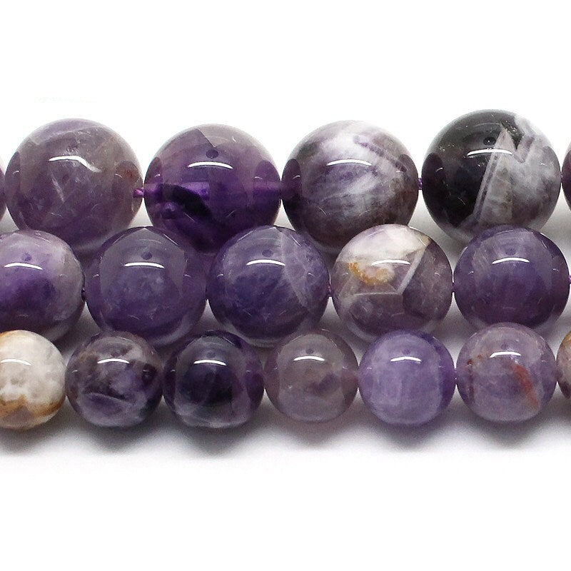 Purple White Amethyst Beads Natural Gemstone Beads 6mm 8mm 10mm 12mm 14mm 15''