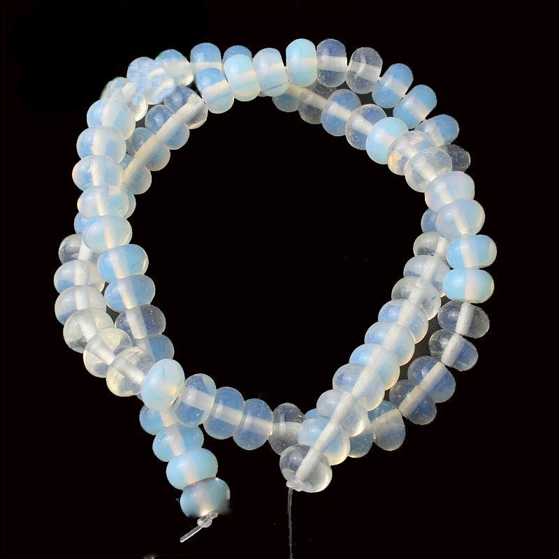 Blue White Opal Rondelle Beads 4x6mm 5x8mm 6x10mm 15''