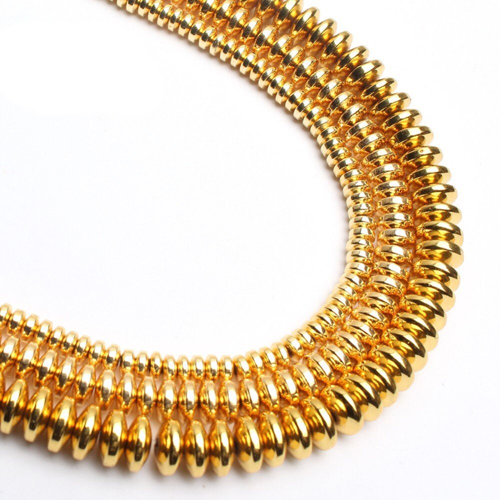 Gold Plated Hematite Rondelle Beads 2x4mm 3x6mm 4x8mm 15''