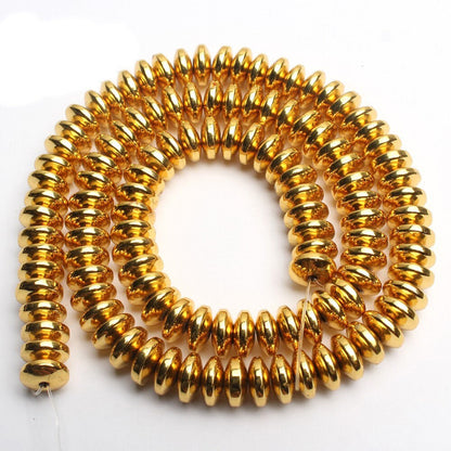 Gold Plated Hematite Rondelle Beads 2x4mm 3x6mm 4x8mm 15''